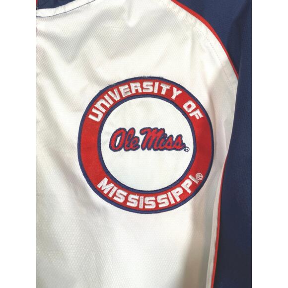Univ of MS Ole Miss NCAA Navy 1/4 Zip Windbreaker Pullover Size Medium Jacket - Picture 2 of 7